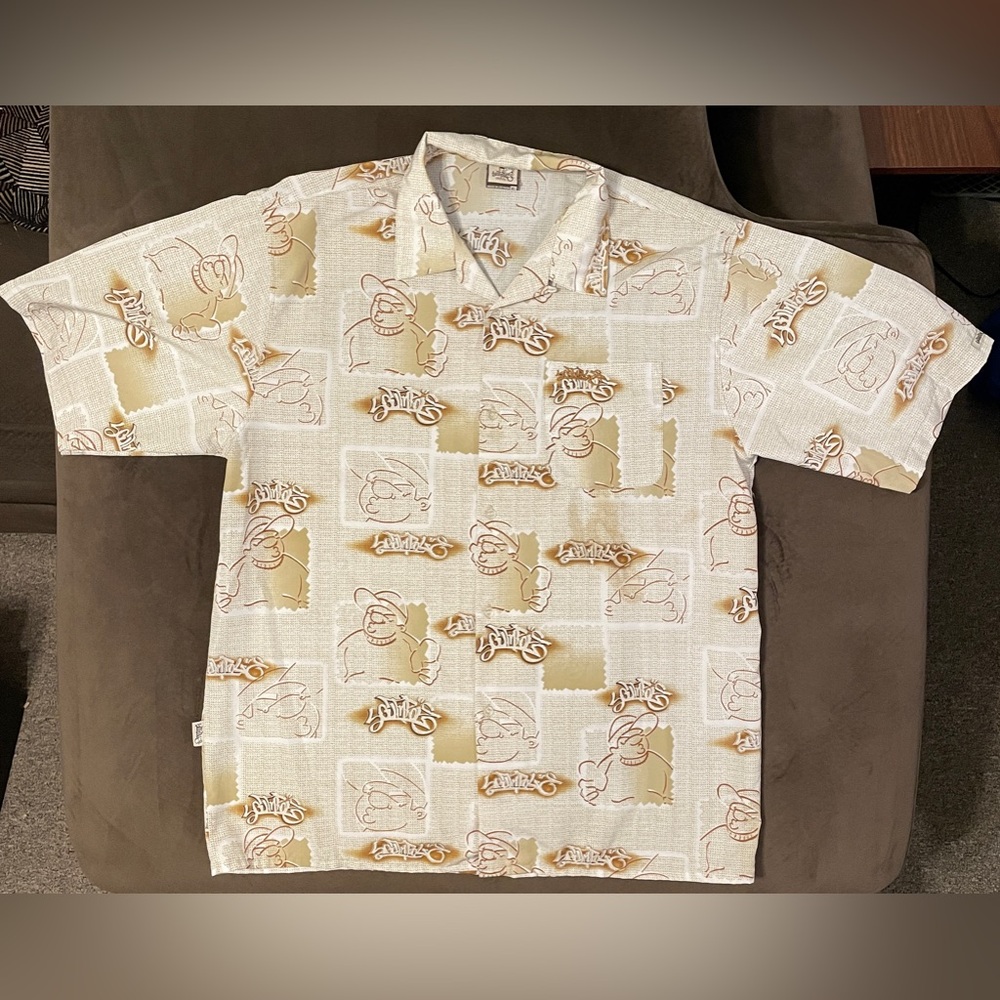 Vintage Y2K Southpole Hip Hop Diamond Bling Button Up Shirt Size XL